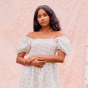 Dynasty George Mia Vintage Floral Smocked Dress O/S EEUC